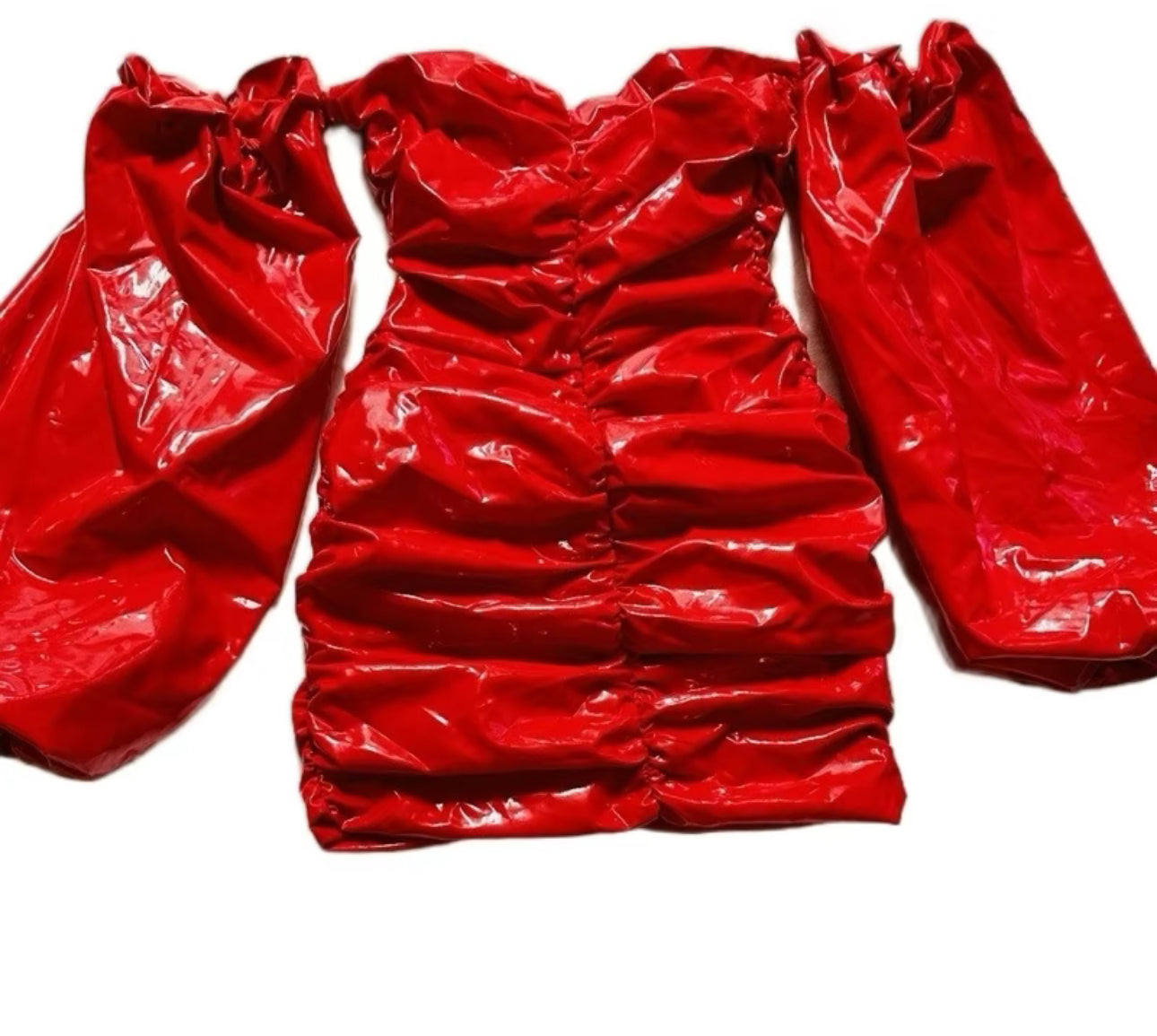 CYNTHIA FAUX LEATHER PARTY DRESS