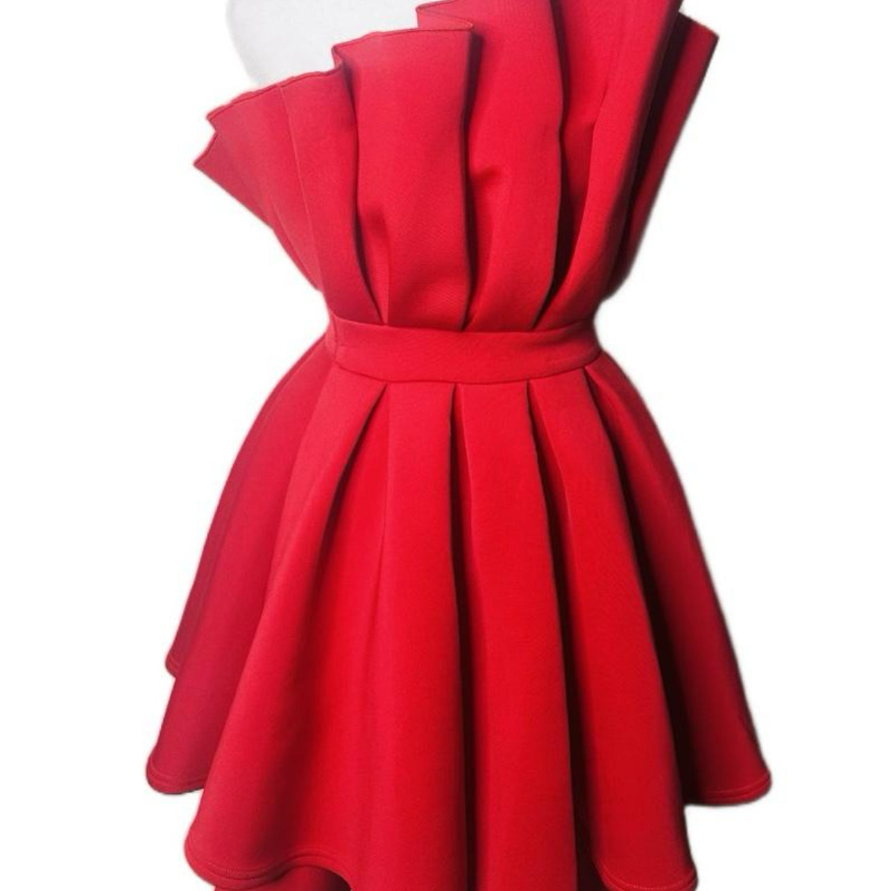 AMANDA WOMEN’S PLEATED OFF SHOULDER RED DRESS