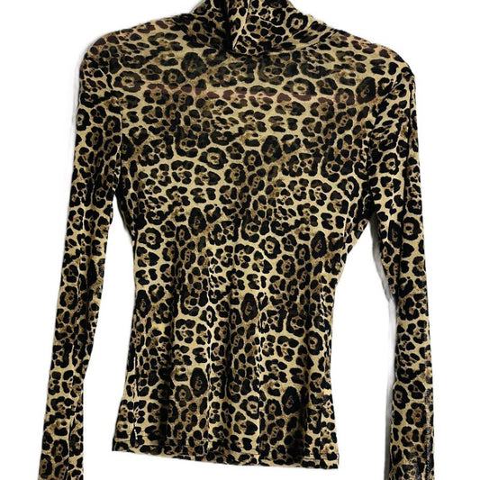 MATILDA LEOPARD PRINT TURTLE NECK TOP